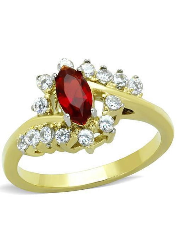 Womens Rings Red Ruby Garnet Color Marquise Stainless Steel Ring in Siam