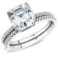thumbnail image 1 of Womens Rings Silver Princess Cut Squared Stainless Steel Ring with Cubic in Clear, 1 of 5