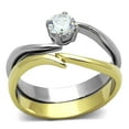 thumbnail image 1 of Womens Rings Two-Tone IP Gold (Ion Plating) 316L Stainless Steel Ring with AAA Grade CZ in Clear TK1092, 1 of 4