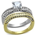 thumbnail image 1 of Womens Rings Two-Tone IP Gold (Ion Plating) 316L Stainless Steel Ring with AAA Grade CZ in Clear TK1284, 1 of 4