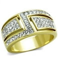 thumbnail image 1 of Womens Rings Two-Tone IP Gold (Ion Plating) 316L Stainless Steel Ring with Top Grade Crystal in Clear TK1845, 1 of 4