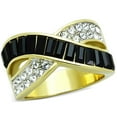 thumbnail image 1 of Womens Rings Two-Tone IP Gold (Ion Plating) 316L Stainless Steel Ring with Top Grade Crystal in Jet TK1577, 1 of 4
