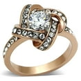 thumbnail image 1 of Womens Rings Two-Tone IP Rose Gold 316L Stainless Steel Ring with AAA Grade CZ in Clear TK1166, 1 of 4