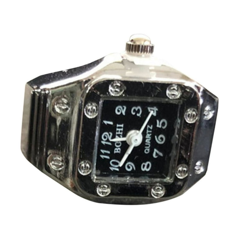 Womens Rings Vintage Ring Watch Square Fashion Roman Numerals Finger Watch