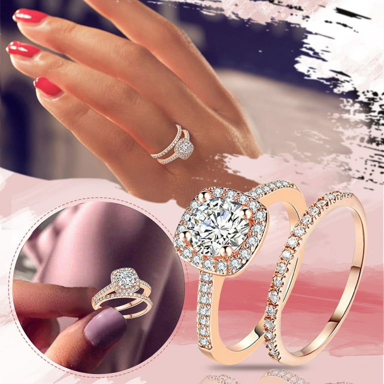 Womens Rings Women Ring Rhinestone Men Jewelry Rings Size 6-11 Alloy Gift  Finger Couples 