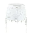 thumbnail image 1 of Womens Ripped Jeans Shorts 2025 Summer Ladies Ripped Side Fashion Bandage Stretch Pants Denim Casual Jean Shorts S-3XL, 1 of 4