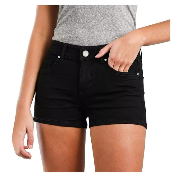 Womens Ripped Jeans Shorts Fashion Slim Solid Black Jeans Casual Summer Jean Shorts with Pockets S-2XL
