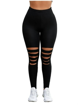 Wholesale Womens Black Ripped Torn Slashed Leggings With Holes