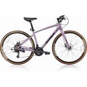 Womens Road Bike, NEORIVER 700C 24-Speed Hybrid Bike for Adults, Features Dual Disc Brakes, Trigger Shifting, Internal Wiring &amp; Lightweight Frame for City Commuting