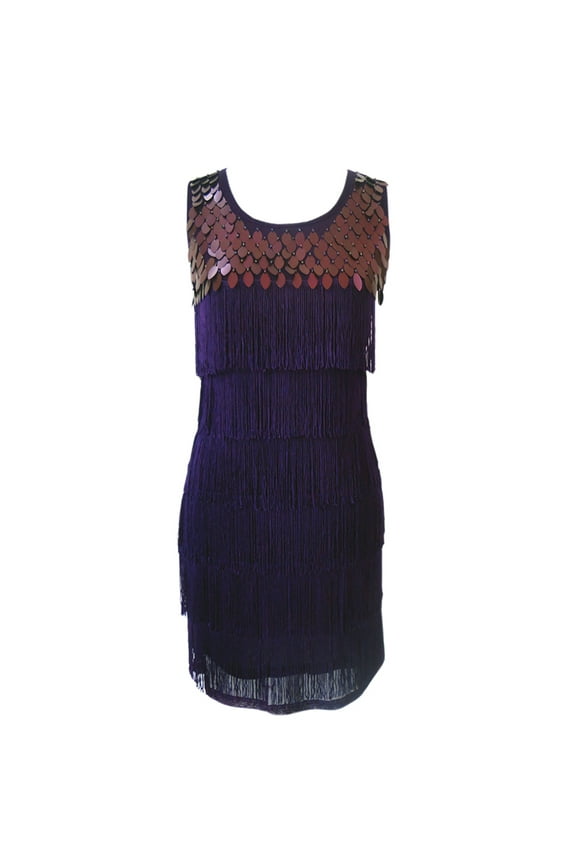 Womens Roaring 20s 1920s Twenties Flapper Dresses Accessories Purple