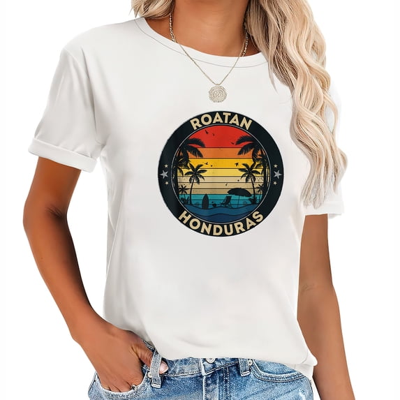 Womens Roatan Souvenir - Honduras Reminder T-Shirt Black 2XL