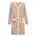 thumbnail image 1 of Womens Robe Flannel Warm V Neck With Thick Long Cardigan With Pocket Sleepwear,Pink,One Size, 1 of 8