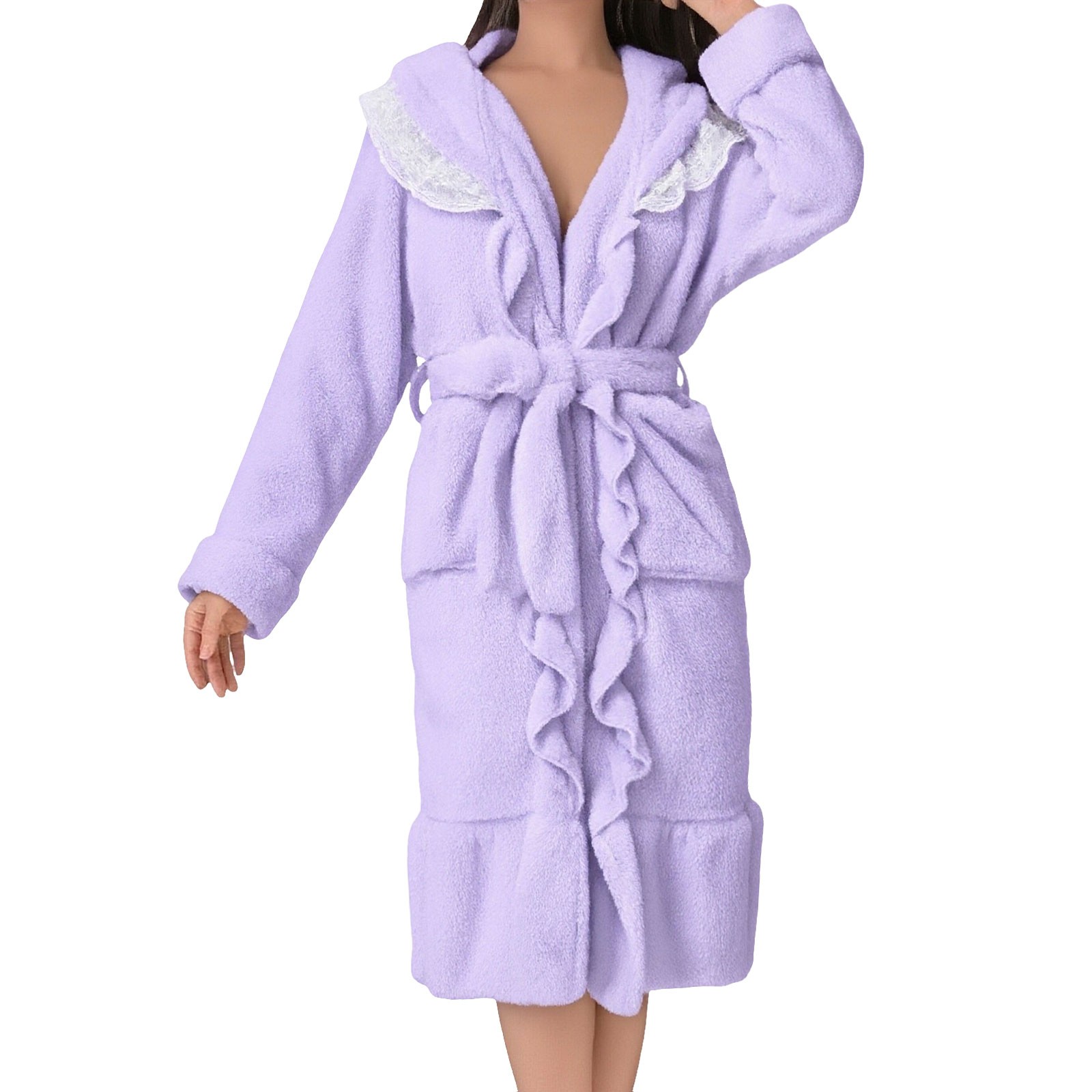 Womens Robe, Hugcore Women's Hooded Fleece Towelling Dressing Gown Women's  Bathrobe Lightweight Sauna Gown House Coat Long Bathrobe Plush Plush Robes  for Women Dark Gray S - Walmart.com