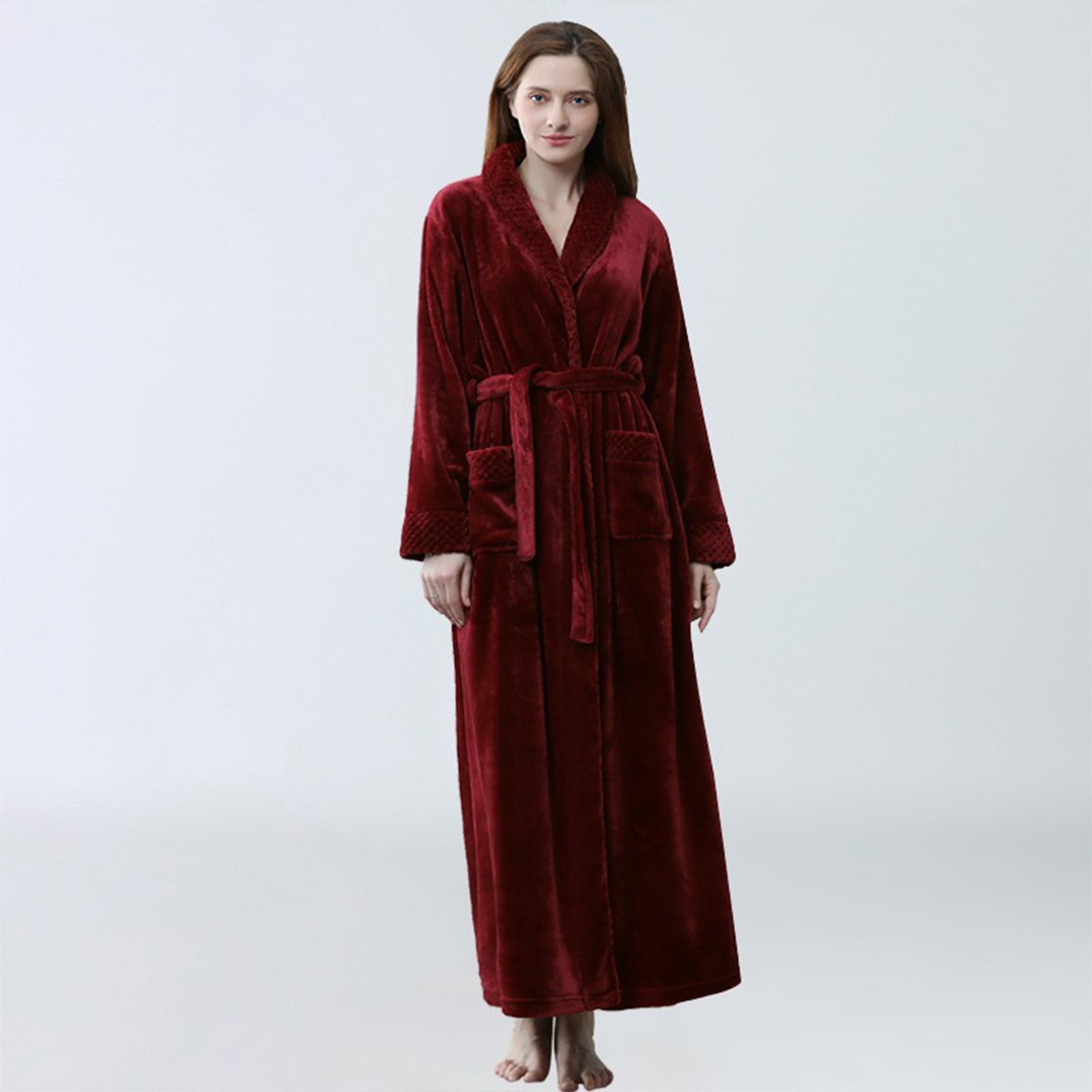 Womens Robe Soft Bathrobe Cute Long Coat Nightgown Nightdress Shower ...