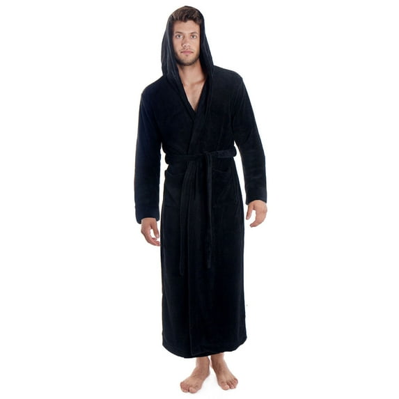 Womens Robe Soft Hooded Bath Robes,Black,L-XL Men/XL-2XL Women