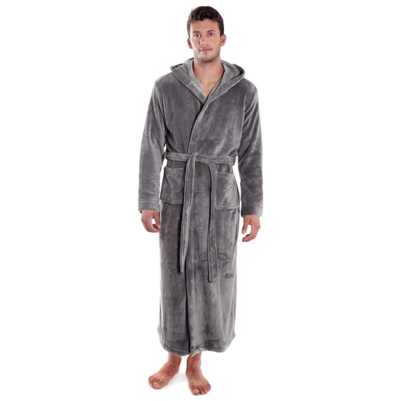 Womens Robe Soft Hooded Bath Robes,Grey,L-XL Men/XL-2XL Women