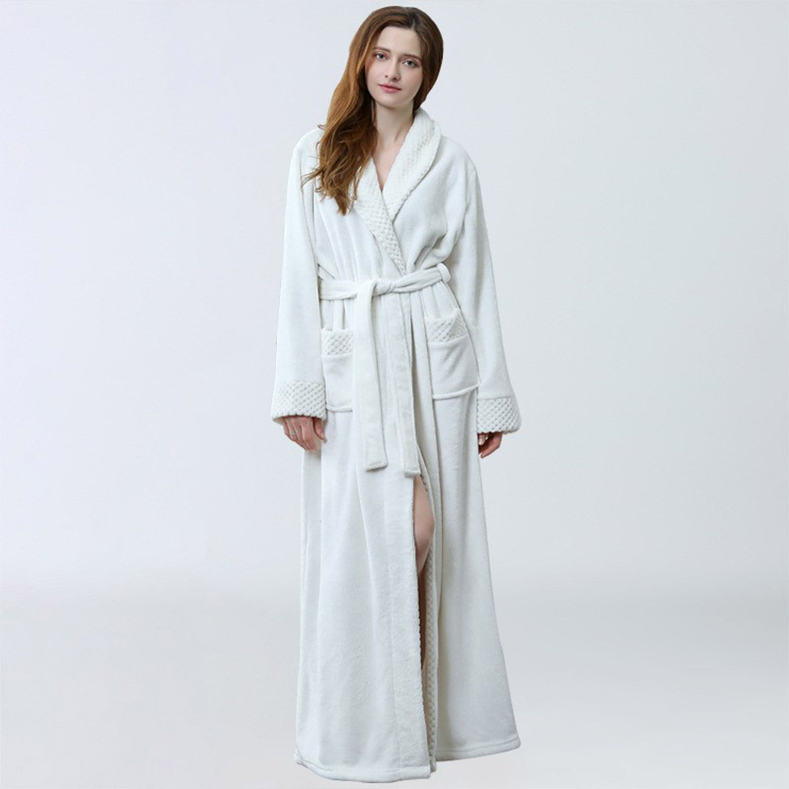 Womens Robe Soft Plush Bathrobe Fluffy Cute Long Coat Nightgown Nightdress  Women Robes A L