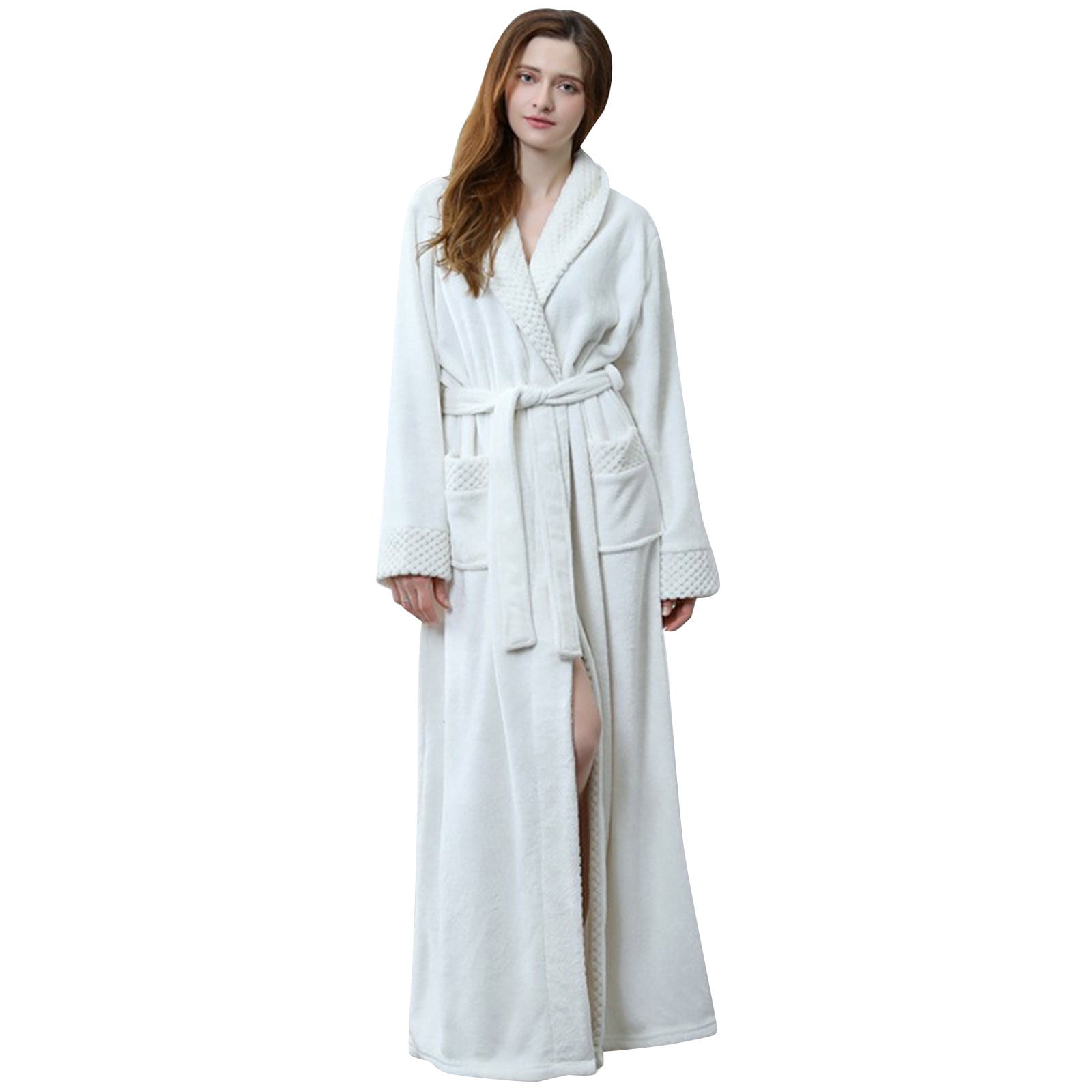 Womens Robe Soft Plush Bathrobe Fluffy Cute Long Coat Nightgown