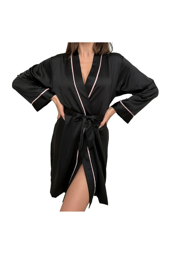 Womens Robe Summer Loungerhousehold Imitation Silk Simple Bathrobes Casual House And Outdoor Nightie