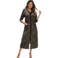 thumbnail image 1 of Womens Robes: AMITOFO Lightweight Summer Robe for Women Zip up 3/4 Sleeve Ladies Housecoats Loungewear with Pockets, Leopard & L, 1 of 5