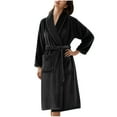 thumbnail image 1 of Womens Robes, Bathroom Towel Robes for Women Absorbent Shawl Collar Long Sleeve Mid Length Bathrobe with Belt, 1 of 3