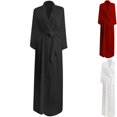 thumbnail image 1 of Womens Robes Elegant Lace Sleeve Lightweight Soft Silky Satin Long Bathrobe Kimono Bridal Pajamas V-Neck Sleepwear Ladies Loungewear, Black, L, 1 of 4