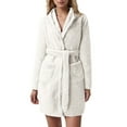 thumbnail image 1 of Womens Robes Hooded Lightweight Soft Short Flannel Womens Sleepwear,White,S, 1 of 5