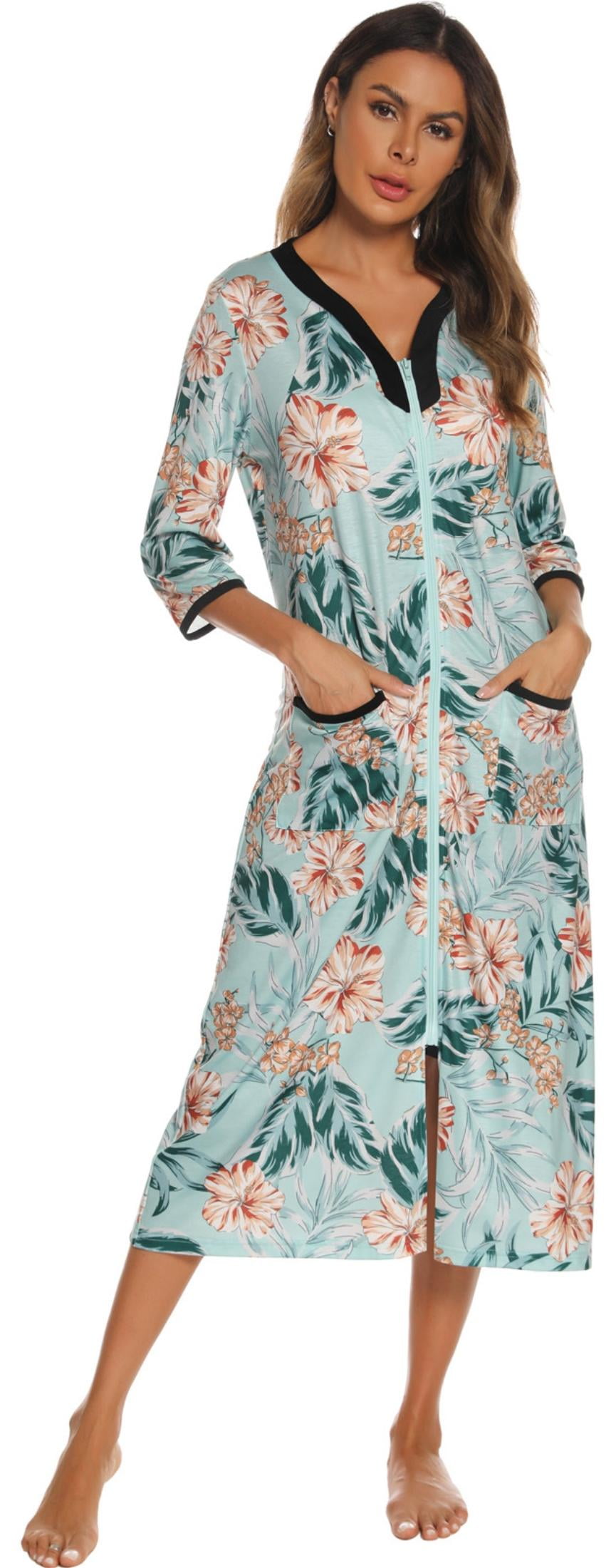 Womens Robes, LOFIR House Dresses for Elderly Women, Summer Robe for ...