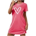 thumbnail image 1 of Womens Robes Plus Size Women's Oversized Short Nightgown Printed Round Neck and Short Sleeves Dress Hot Pink L, 1 of 6