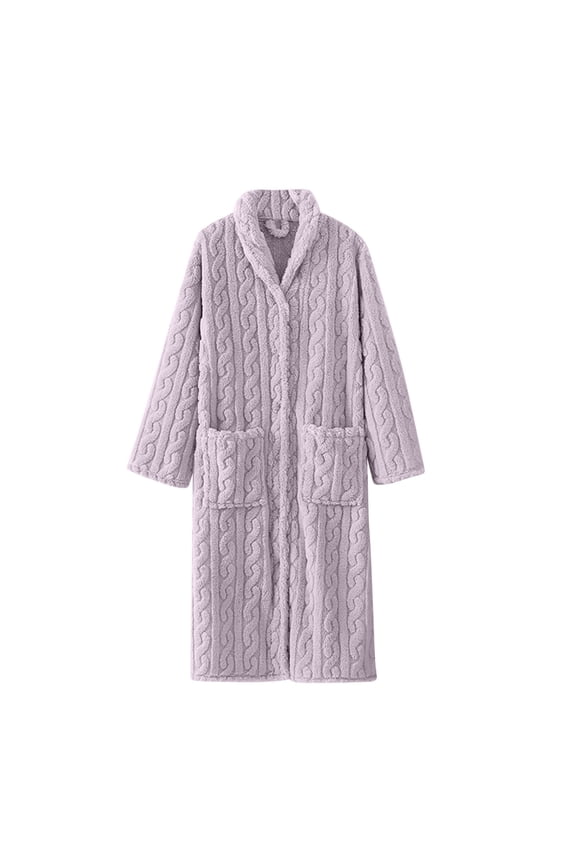 Womens Robes Plush Fleece Button Up Long Sleeve Soft Thick Bathrobe with Pockets Warm Fluffy SPA Dressing Gown
