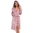 thumbnail image 1 of Womens Robes Plush Soft Robe Fluffy Warm Long Sleeve Shaggy Bathrobe with Belt Pocket Casual Soft Loungewear, 1 of 6