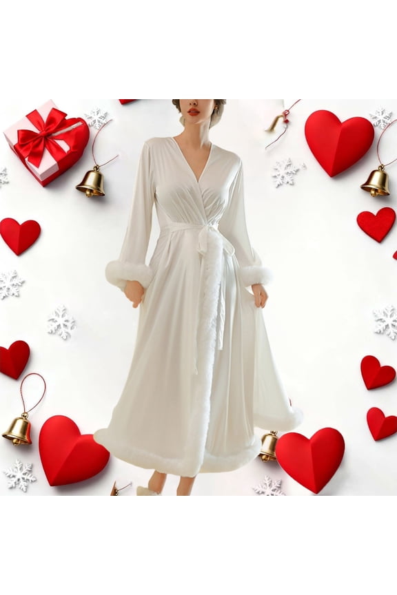 Womens Robes Silky Robe Feather Trim Womens Robes Lightweight Cozy Robes for Women Valentines Ladies Robes