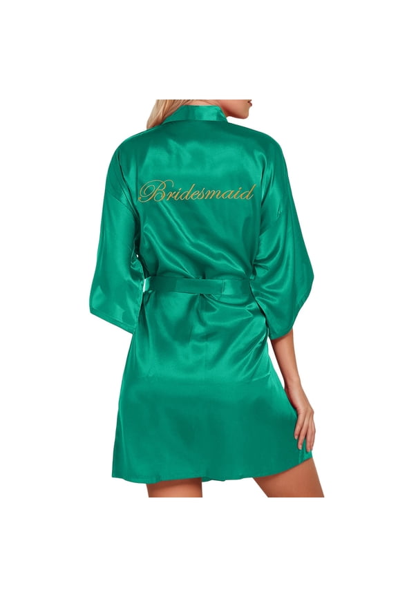 Womens Robes Wedding Party Team Bride Robe Letters Kimono Satin Pyjamas Bridesmaid Bathrobe Sleepwear