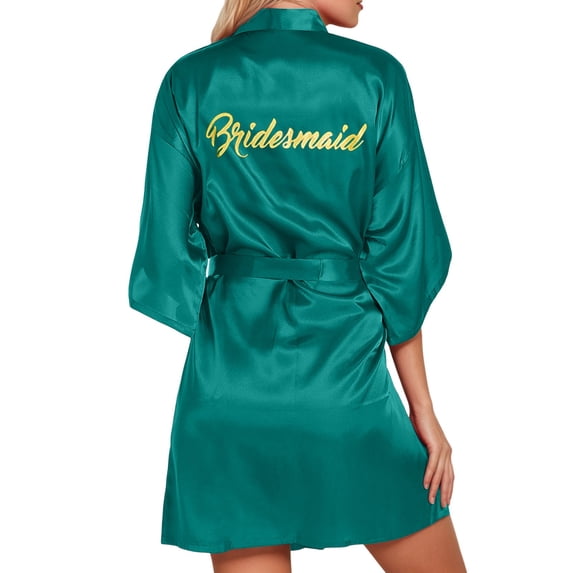 Womens Robes Wedding Party Team Bride Robe Letters Kimono Satin Pyjamas Bridesmaid Bathrobe Sleepwear
