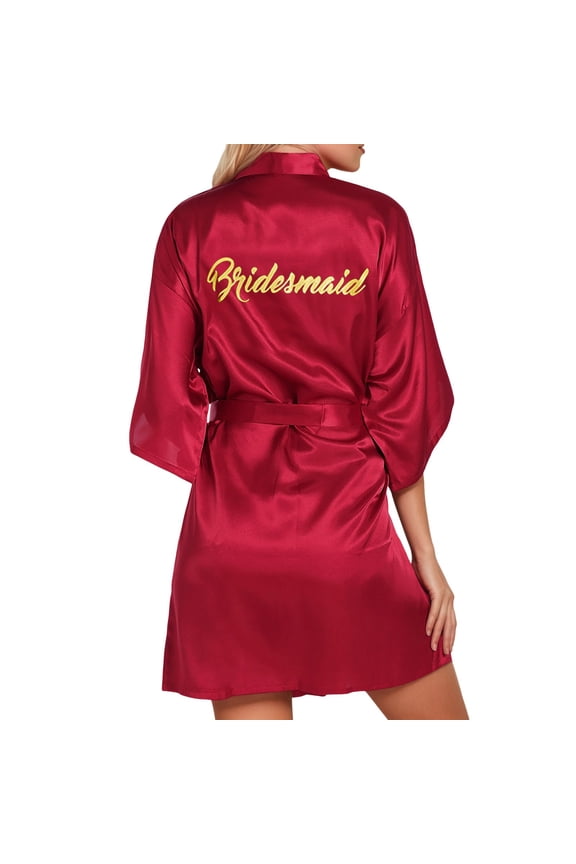 Womens Robes Wedding Party Team Bride Robe Letters Kimono Satin Pyjamas Bridesmaid Bathrobe Sleepwear