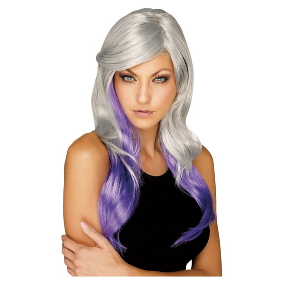 Womens Robotika Silver Purple Wig Costume Accessory