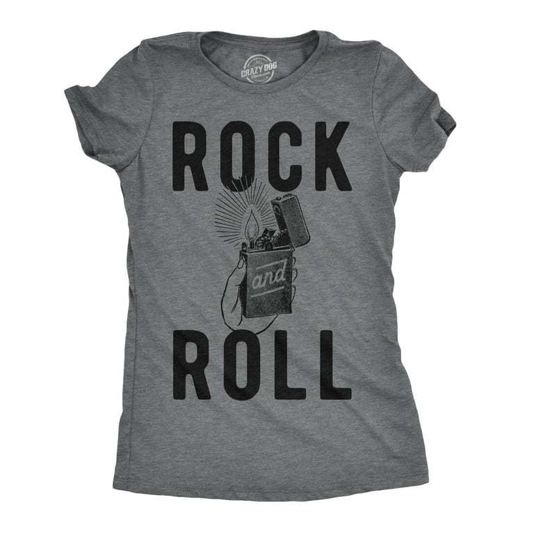 Womens Rock And Roll Lighter Tshirt Funny Music Tee For Ladies (Dark Grey) - S Womens Graphic Tees - Walmart.com