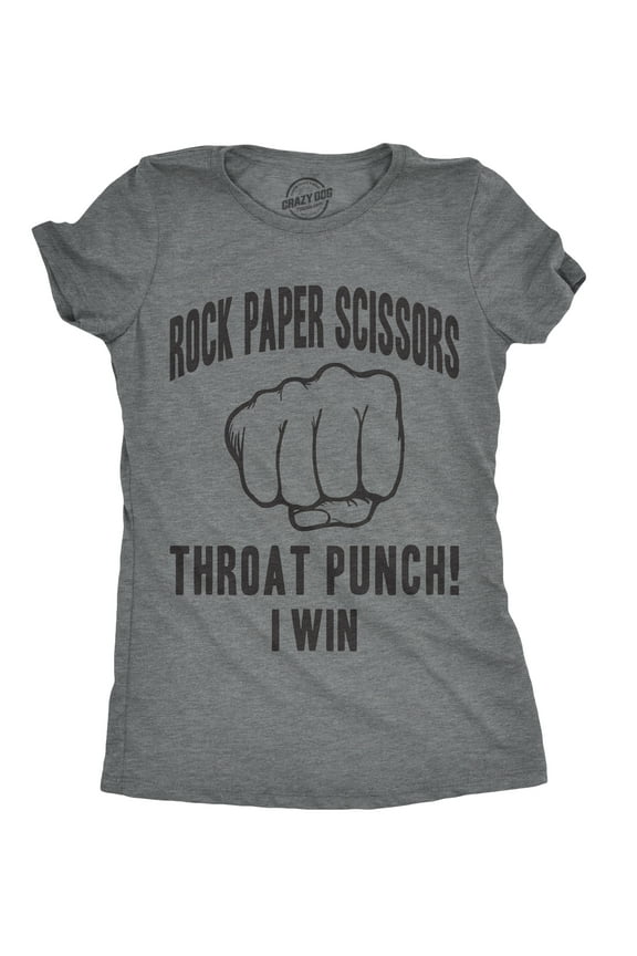Womens Rock Paper Scissors Throat Punch T shirt Funny Sarcastic Humor Tee Girls Womens Graphic Tees