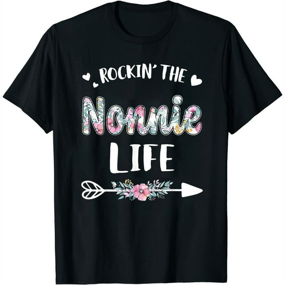 Womens Rockin' The Nonnie Life Proud Grandma Mothers Day Gifts T-Shirt Black 2XL