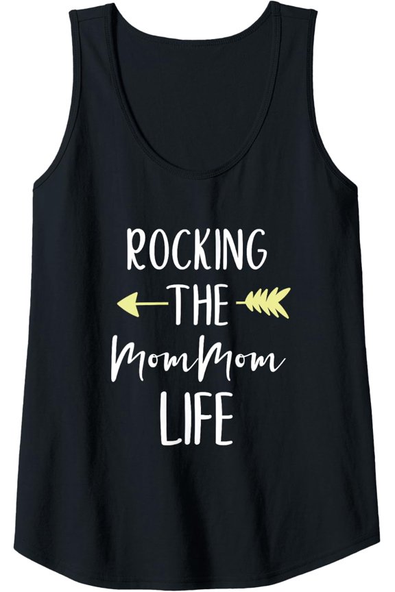 Womens Rocking The Mommom Life Cute Rockin' Cool Mom-Mom Tank Top Size S-3XL
