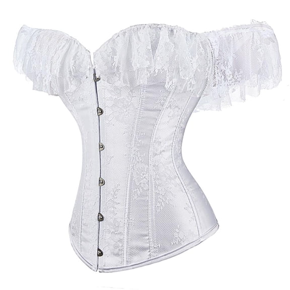 Womens Romantic Goth Off the Shoulder Corset Bustier Top White XXS