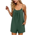 thumbnail image 1 of Womens Romper Fashion Sleeveless Spaghetti Straps Jumpsuit One Piece Overalls Causal Shorts Rompers Army Green L, 1 of 3