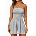 thumbnail image 1 of Womens Romper Summer 2026 Strapless Tube Tops Beach Vacation Clothes Boho Loose Spring Shorts Jumpsuits Pockets Light Gray 2XL, 1 of 5