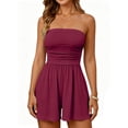 thumbnail image 1 of Womens Romper Summer 2026 Strapless Tube Tops Beach Vacation Clothes Boho Loose Spring Shorts Jumpsuits Pockets Wine S, 1 of 5