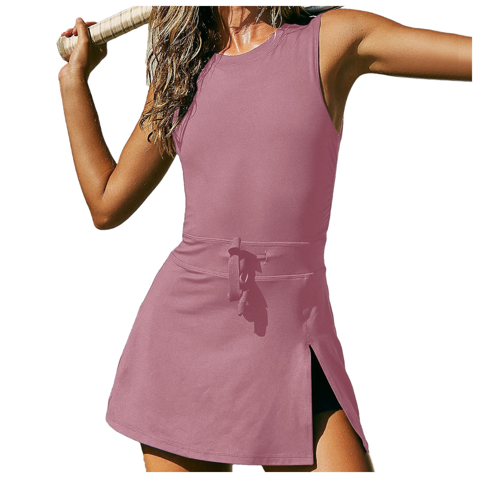 Womens Romper Tennis Dress Built In Shorts Open Backless Jumpsuits Athletic Dresses Womens Summer Wrap Dresses High Neck Dress for Women Mini Dress Casual Short Sleeve Maxi Dress Stylish Dresses for