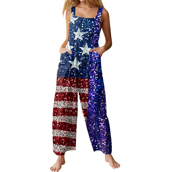 Womens Rompers and Jumpsuits, Wide Leg Printed Romper with Reinforced Stitching Machine Washable Fall Festival Outfits 2025 Vintage-Inspired Holiday Overalls Women's Retro Red Xxl