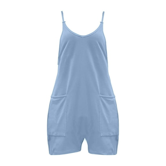 Womens Rompers for Summer, Audhol Summer Maternity Jumpsuit 2025 New Oversized Jumpsuit Maternity & Postpartum with Adjustable Straps Breathable Short Rompers for Women Blue M