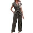 thumbnail image 1 of Womens Rompers for Summer Sleeveless V Neck Cropped Lace Up Jumpsuit, 1 of 4