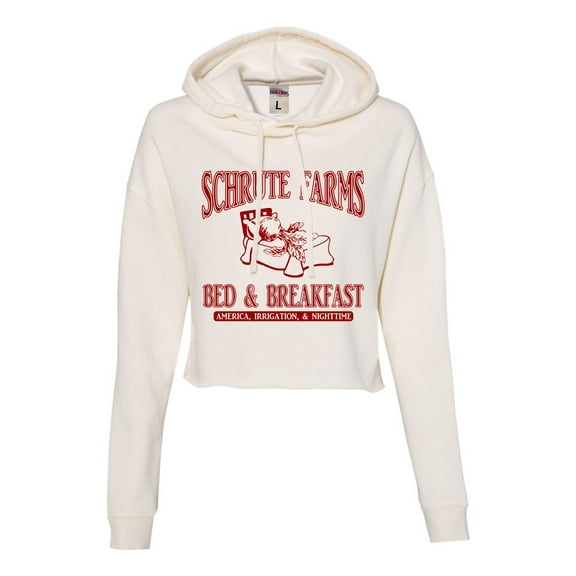 Womens Room Themes Schrute Farms Bed & Breakfast Cropped Hooded Sweatshirt