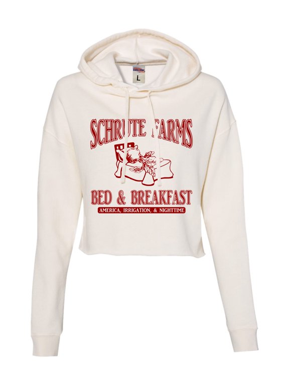 Womens Room Themes Schrute Farms Bed & Breakfast Cropped Hooded Sweatshirt